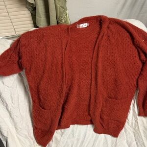 Cozy Open-Front Red Women's Sweater Cardigan